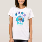 Hunde Mama Paw Custom Foto Blue Glitzer T-Shirt (Vorderseite)