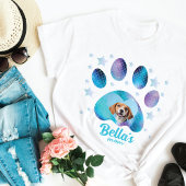 Hunde Mama Paw Custom Foto Blue Glitzer T-Shirt