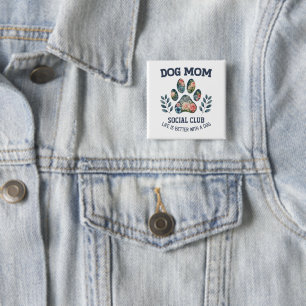 Hunde Mama Paw Floral Button