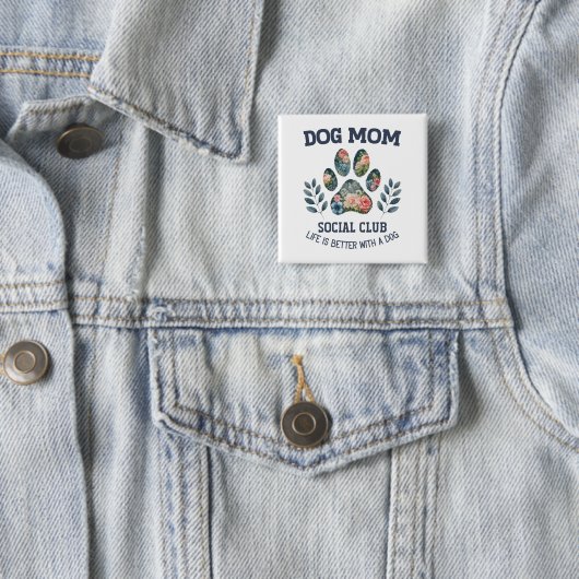 Hunde Mama Paw Floral Button (Beispiel)