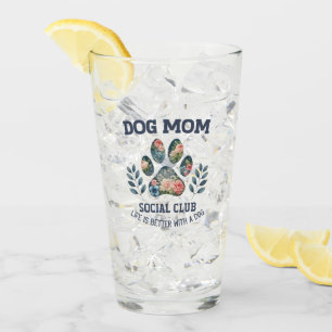Hunde Mama Paw Floral Glas