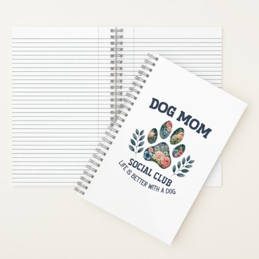 Hunde Mama Paw Floral Notizblock (Innen)