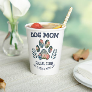 Hunde Mama Paw Floral Pappbecher