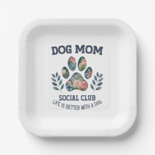 Hunde Mama Paw Floral Pappteller