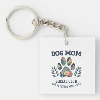 Hunde Mama Paw Floral Schlüsselanhänger
