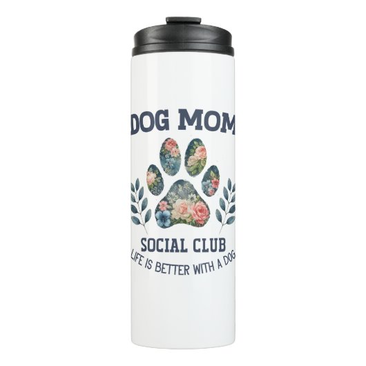 Hunde Mama Paw Floral Thermosbecher (Vorderseite)