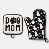 Hunde Mama Paw Prints Ofenhandschuh & Topflappen-Set (Vorderseite)