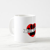 Hunde Mama Paw und Rotes Herz Zeichnend Kaffeetasse (Vorderseite Links)