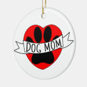 Hunde Mama Paw und Rotes Herz Zeichnend Keramik Ornament (Links)
