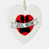 Hunde Mama Paw und Rotes Herz Zeichnend Keramik Ornament (Rechts)
