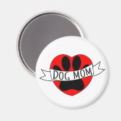 Hunde Mama Paw und Rotes Herz Zeichnend Magnet (Vorderseite/Rückseite)
