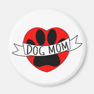 Hunde Mama Paw und Rotes Herz Zeichnend Magnet