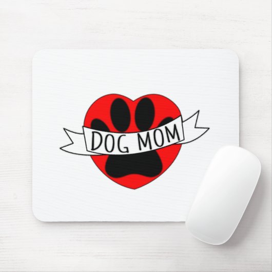 Hunde Mama Paw und Rotes Herz Zeichnend Mousepad (Mit Mouse)
