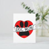 Hunde Mama Paw und Rotes Herz Zeichnend Postkarte (Stehend Vorderseite)