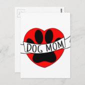 Hunde Mama Paw und Rotes Herz Zeichnend Postkarte (Vorne/Hinten)