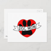 Hunde Mama Paw und Rotes Herz Zeichnend Postkarte (Vorne/Hinten)