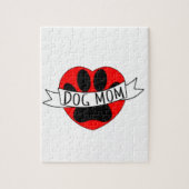 Hunde Mama Paw und Rotes Herz Zeichnend Puzzle (Vertikal)