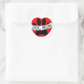 Hunde Mama Paw und Rotes Herz Zeichnend Quadratischer Aufkleber (Tasche)
