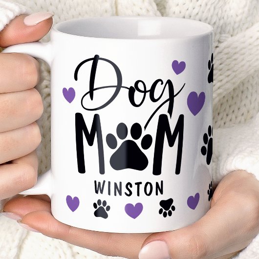Hunde Mama Paws Lila Herz Personalisiertes Foto Kaffeetasse