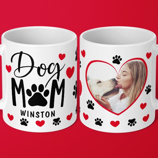 Hunde Mama Paws Rotes Herz Personalisiertes Foto Kaffeetasse