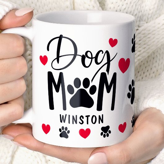 Hunde Mama Paws Rotes Herz Personalisiertes Foto Kaffeetasse