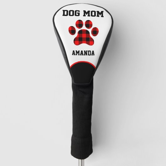 Hunde Mama Pfosten Rot, Schwarz, Weiß Golf Headcover (Vorderseite)