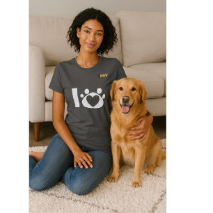 Hunde-Mama-Pfoten-Herz-T-Shirt – Minimales Geschen T-Shirt
