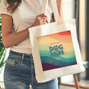 Hunde Mama Retro Groovy Rainbow Tragetasche