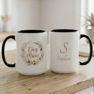 Hunde-Mama Rettung Boho-Blumenkranz Pfotenabdruck Tasse