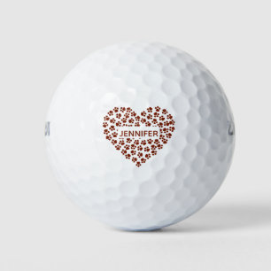 Hunde Mama Rotes Herz Paws Individuelle Name Golfball
