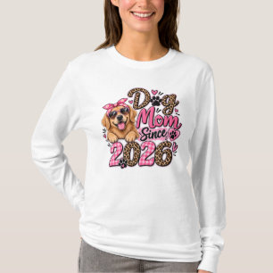 Hunde-Mama seit 2026 Rosa Leopard T-Shirt