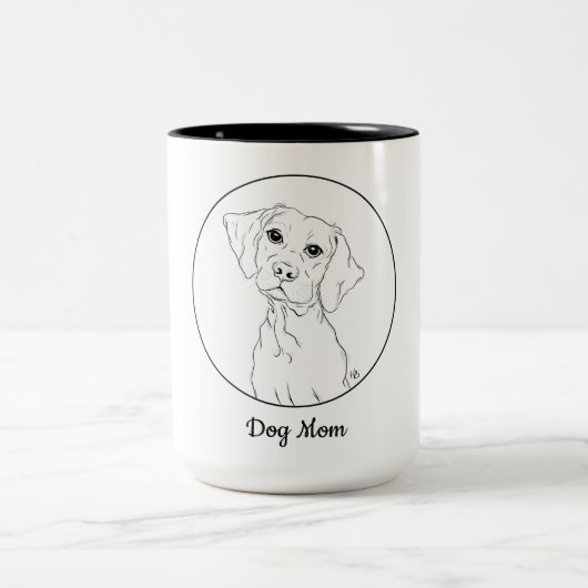 Hunde Mama Simple Line Art Zeichn Tasse (Mittel)
