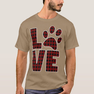 Hunde Mama Vater Liebe Paw Red Black Buffalo Karie T-Shirt