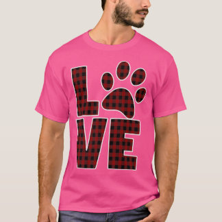 Hunde Mama Vater Liebe Paw Red Black Buffalo Karie T-Shirt
