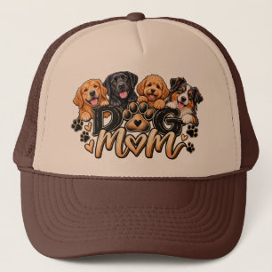 Hunde-Mama Vier Hunde Pfotenabdruck Herzen Truckerkappe
