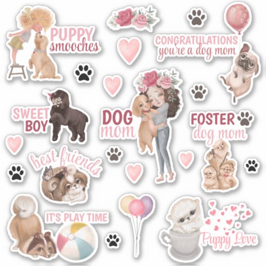 Hunde Mama Vinyl Stickers Aufkleber (Vorderseite)