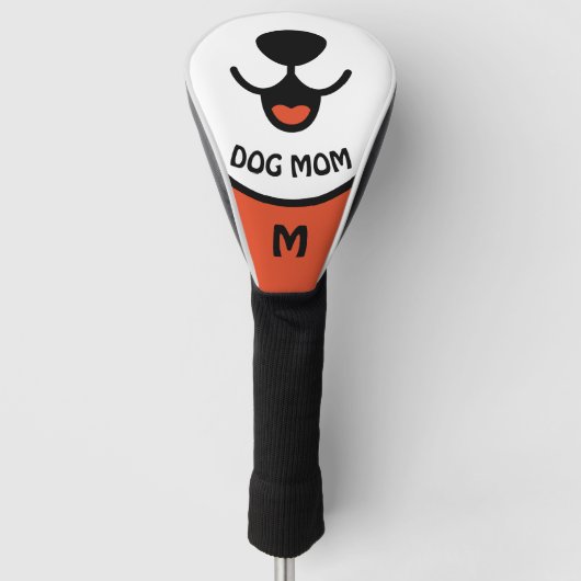 Hunde Mama Welpengesicht rot weiß und schwarz Golf Headcover (Vorderseite)