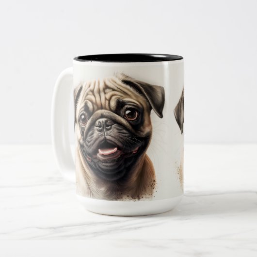 Hunde Mama Wifey Moderne Schwarz-Script Weiße Frau Zweifarbige Tasse (Vorderseite Links)