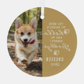 Hunde Memorial Foto Favorit Hallo Hardest Goodbye Ornament Aus Glas (Rückseite)