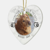 Hunde-Memorial-Foto Forever Hört Pawprints Marmor Keramik Ornament (Links)