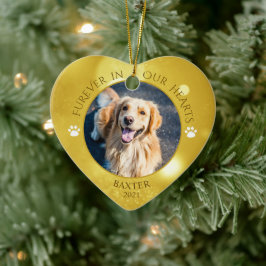 Hunde-Memorial FUREVER IN UNSEREM HERZEN-Foto HALT Keramik Ornament
