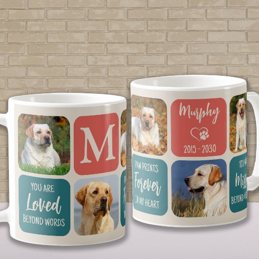 Hunde-Memorial Geschenk Pet Loss Retro-Farben 5 Fo Kaffeetasse