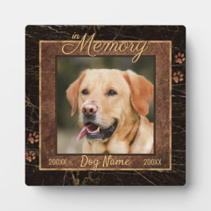 Hunde-Memory-Marmor Rustikaler Gold-Square-Sake Fotoplatte