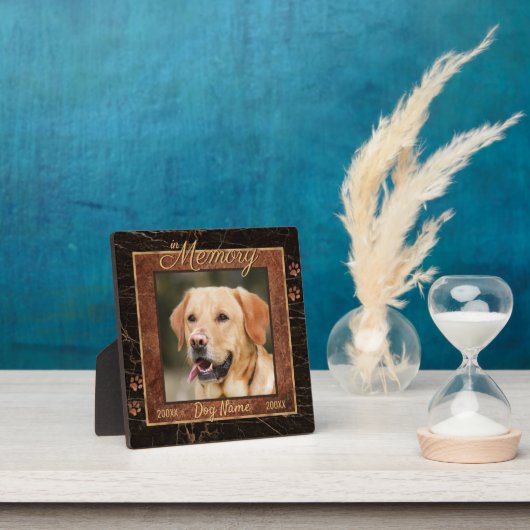 Hunde-Memory-Marmor Rustikaler Gold-Square-Sake Fotoplatte (InSitu)