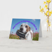 Hunde mit Bier Dose in Mouth Card Karte (Gelbe Blume)
