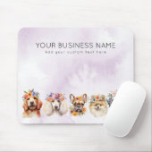 Hunde mit Blume, Aquarell lila Mousepad (Mit Mouse)