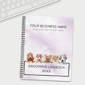 Hunde mit Blume, Aquarell lila Notizblock