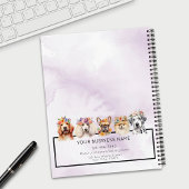 Hunde mit Blume, Aquarell lila Notizblock