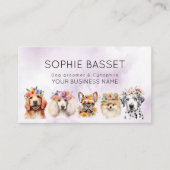 Hunde mit Blume, Aquarell lila Visitenkarte (Vorderseite)