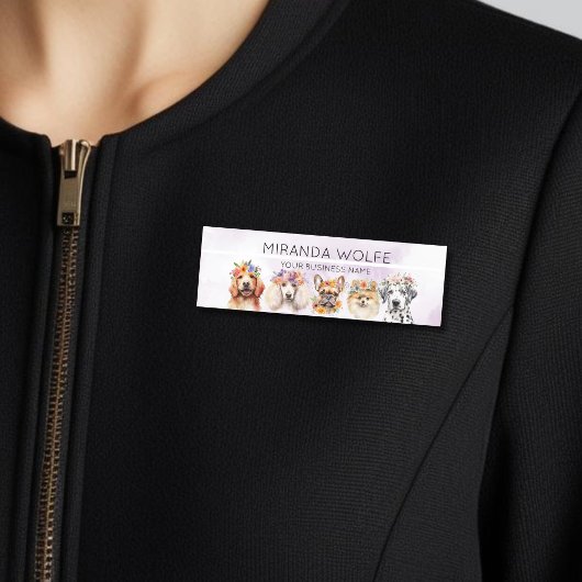 Hunde mit Blume, Aquarell Namensschild